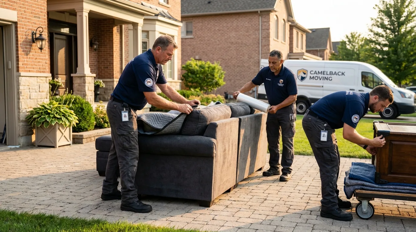 Large estate moving crew wrapping furniture in Grand Saline, TX